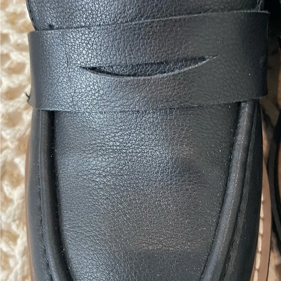 Falls Creek Black Leather Penny Loafers with Lug Sole - Picture 5 of 7